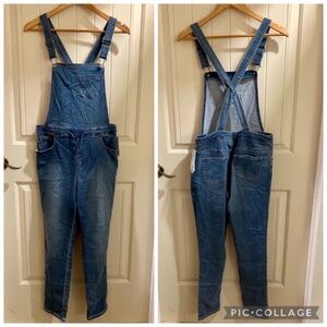 Girls Jean Overalls Size 18 XXL Light Denim Bib Overalls Stretch
